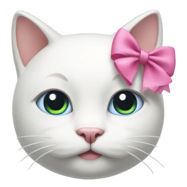 White cat with a pink bow on its head sticker