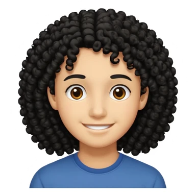 face like 18 years old, black curly hair not big, easy smile sticker