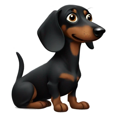 A black dachshund watching tv sticker
