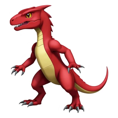  Cool Edgy Handsome Dark Maroon Guilmon-Charmeleon-Digimon-Fakemon-Velociraptor full body sticker
