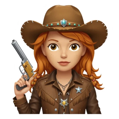 Ginger cowgirl with 2 pistols sticker