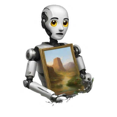 artificial intelligence holding its painting sticker