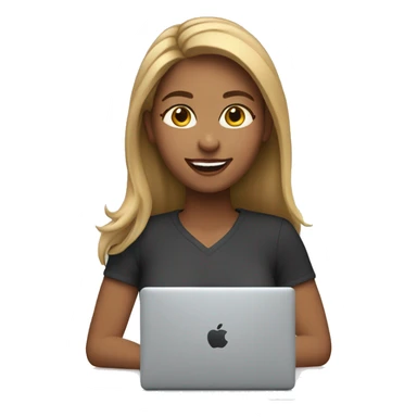 bronde girl with a smile, using a mac laptop sticker