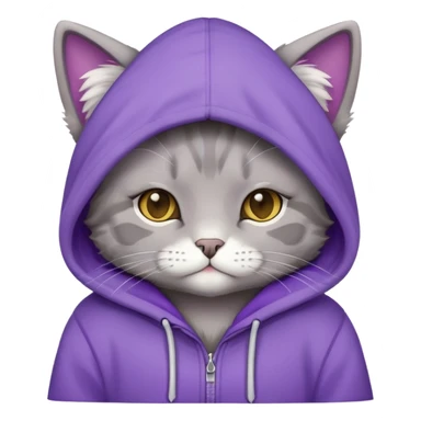 Un gato con sudadera morada sticker