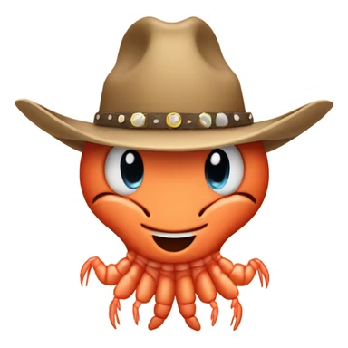 Shrimp in cowboy hat  sticker
