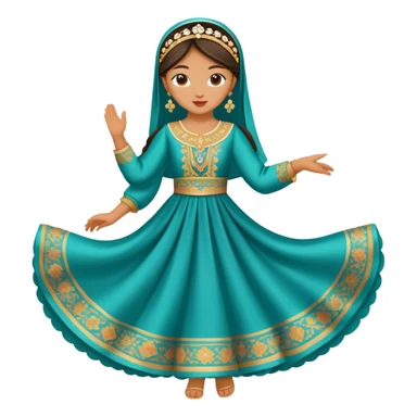 uzbek girl in traditional dress dancing sticker