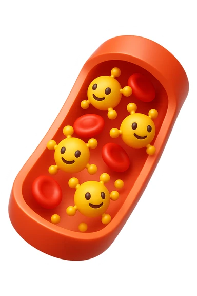 EMOJI STILE IPHONE 3D DI particelle di ormoni che circolano in una vena umana sticker