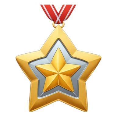 golden medal in star shape, golden, Silver center sticker