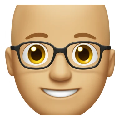 happy bald boy with glasses sticker