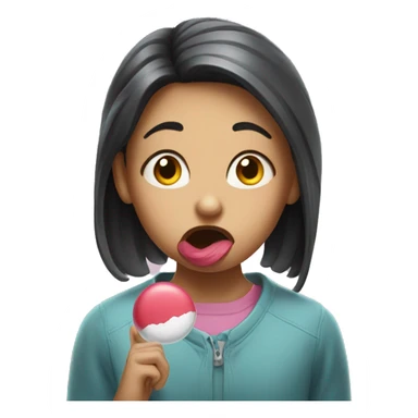 girl chewing gum with mean face sticker