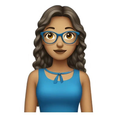 girl wearing a blue dress and glasses sticker