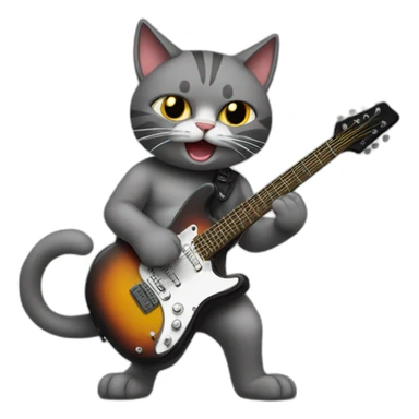 Cat playing guitare heavy metal rock sticker