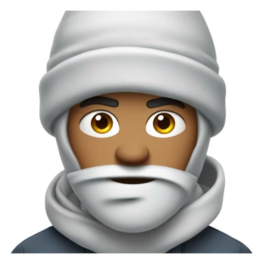 The face of an angry young man wearing a winter hat and saying bad things sticker