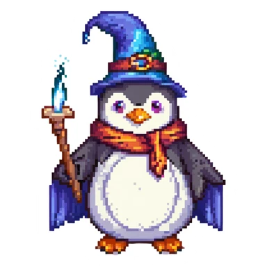 penguin wizard casting a spell sticker