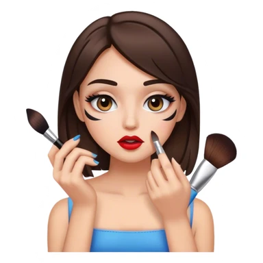 brunette girl doing makeup sticker