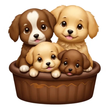 three puppies together, one puppy on top and two on the bottom, cute, playful sticker