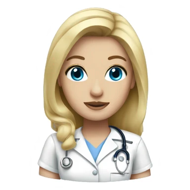 Blonde hair blue eye nurse sticker