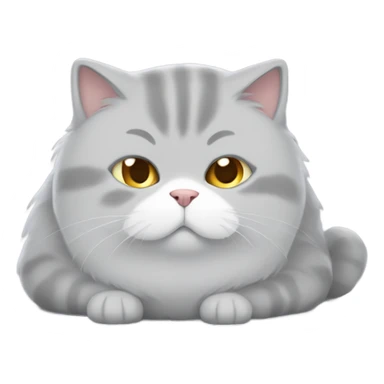 Bored, fluffy, fat, light gray cat spread out on the floor sticker