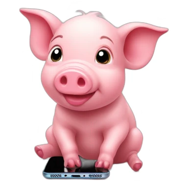 Piglet with smartphone sticker