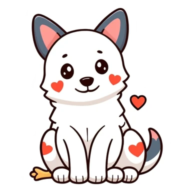 Dog with love hearts sticker