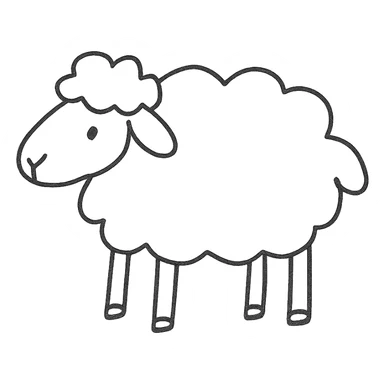 hand drawn outline icon of a sheep sticker