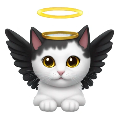 Black cat with angel wings and halo sticker