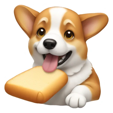 corgi dog eating bread sticker