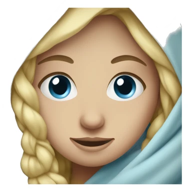 Blonde blue eye girl wrapped in blanket sticker