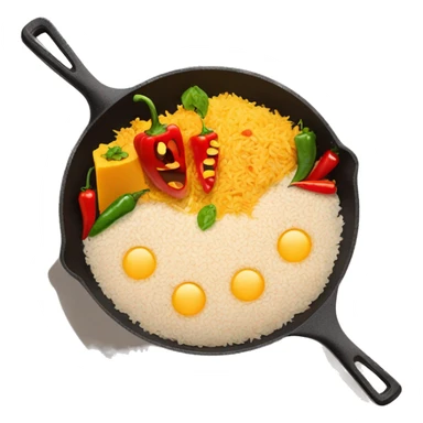 skillet with rice, peppers, and cheese sticker