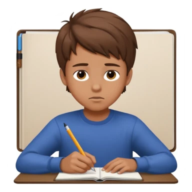 Teen boy drawing in notebook sticker