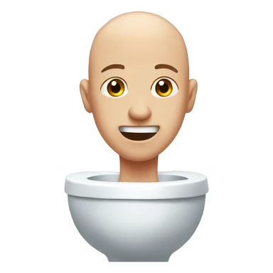 bald head coming out of toilet sticker