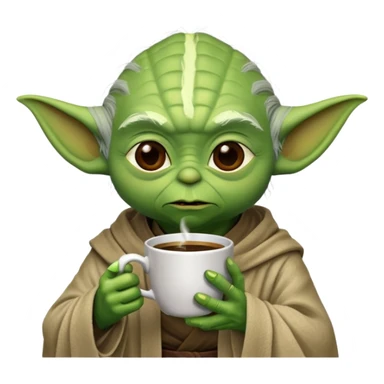yoda drinking coffee sticker