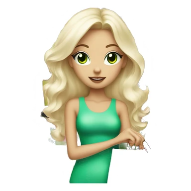 cute platinum blonde with green eyes wearing pink surrounded by pink shopping bags sticker