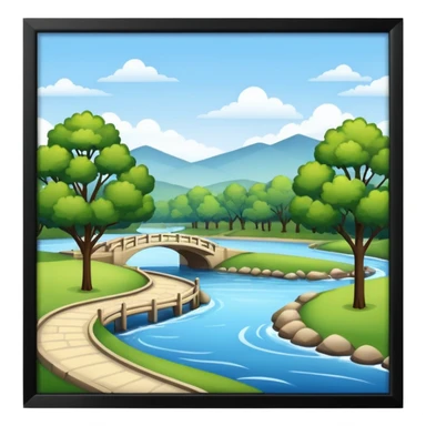 a park next to a river sticker