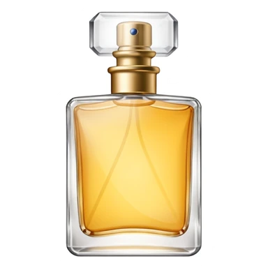 a rectangular glass bottle of perfume from which perfume is sprayed, without other additional objects sticker
