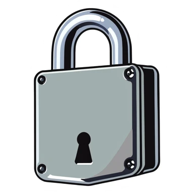 large heavy metal padlock with shiny chrome finish sticker