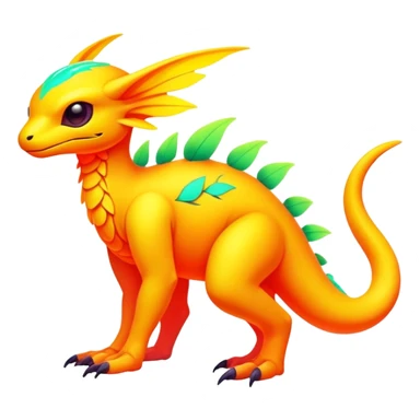 Exotic futuristic lush warm-colored neon Fakémon-creature (full body) sticker