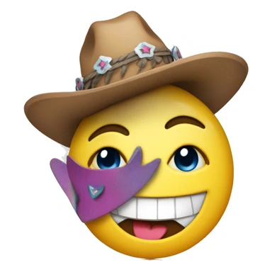 A smiley face dressed like a cowgirl going at a disco sticker