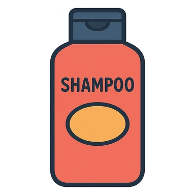 flat toon style shampoo bottle, simple and bold sticker