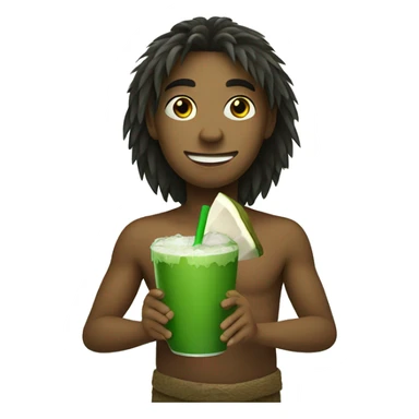 green young drinking coconut sticker