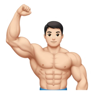 Flexing muscle arm with rising chart, bold minimal style, white background sticker