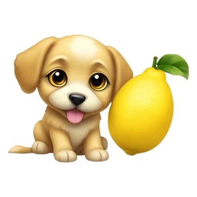Puppy with a lemon on his head  sticker