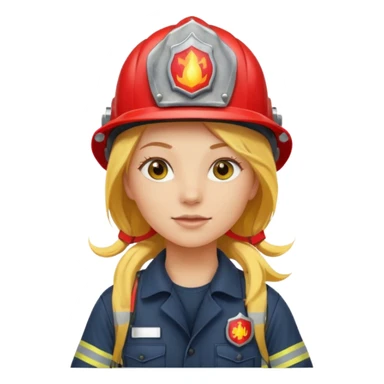 girl fireman with long yellow hair sticker