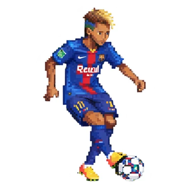 Neymar Jr, Brazilian soccer player with distinctive hairstyle, wearing soccer jersey, in action pose sticker