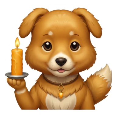 dog holding a lit aromatic candle in hand sticker