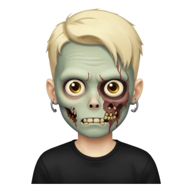 zombie boy with locks ainda black t-shirt sticker