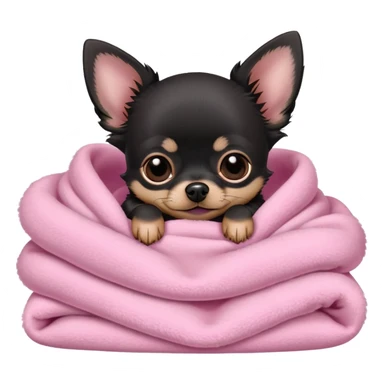 black chihuahua sleeping in pink blanket  sticker