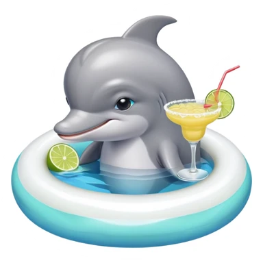 Dolphin in pool ring drinking margarita sticker