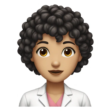 dr with black short curly hair and bangs and brown eyes, the girl skin is white] sticker