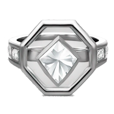 hexagon cut diamond ring with bezel  sticker